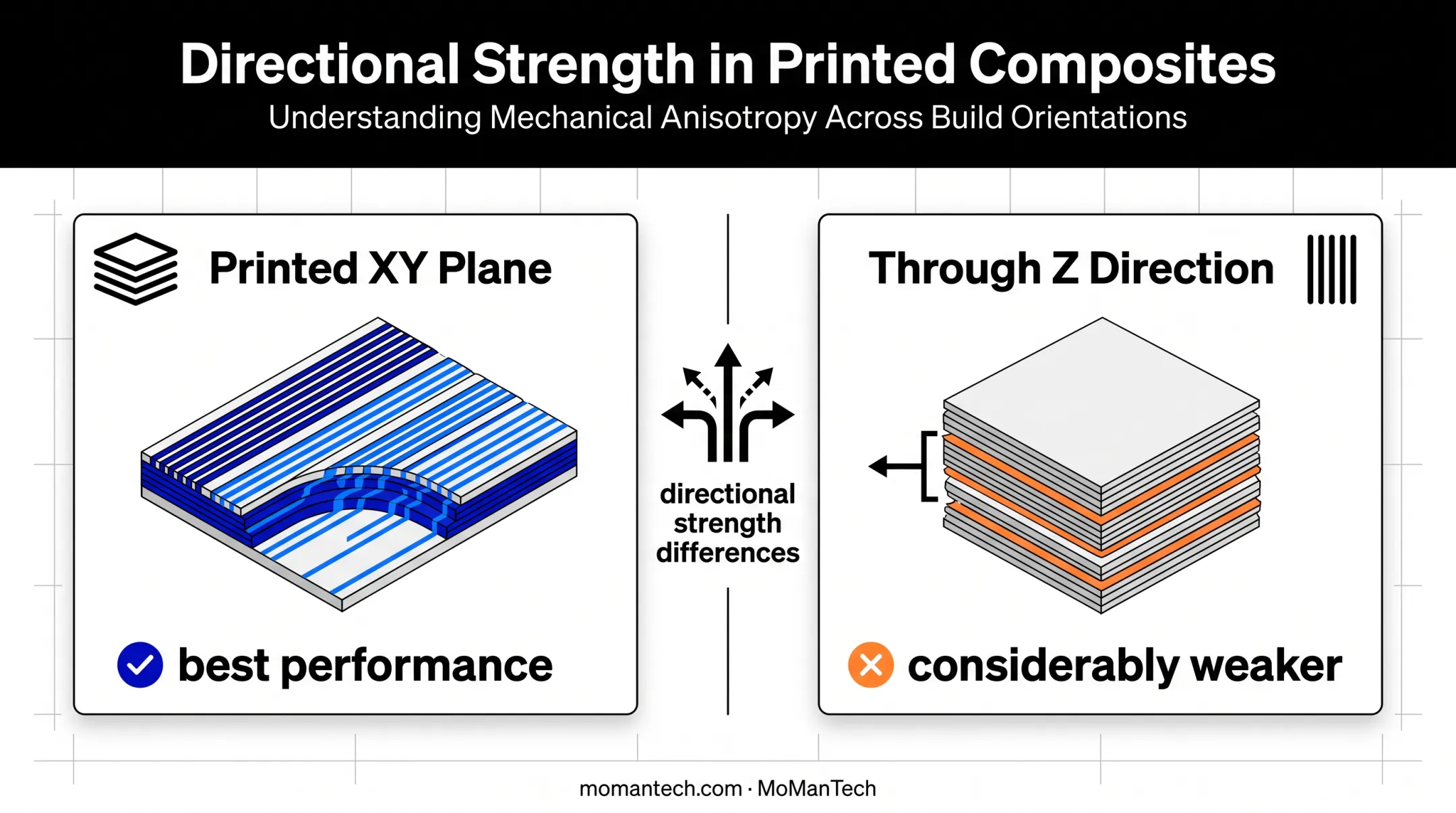 Composite 3D printing anisotropy comparison across XY and Z directions