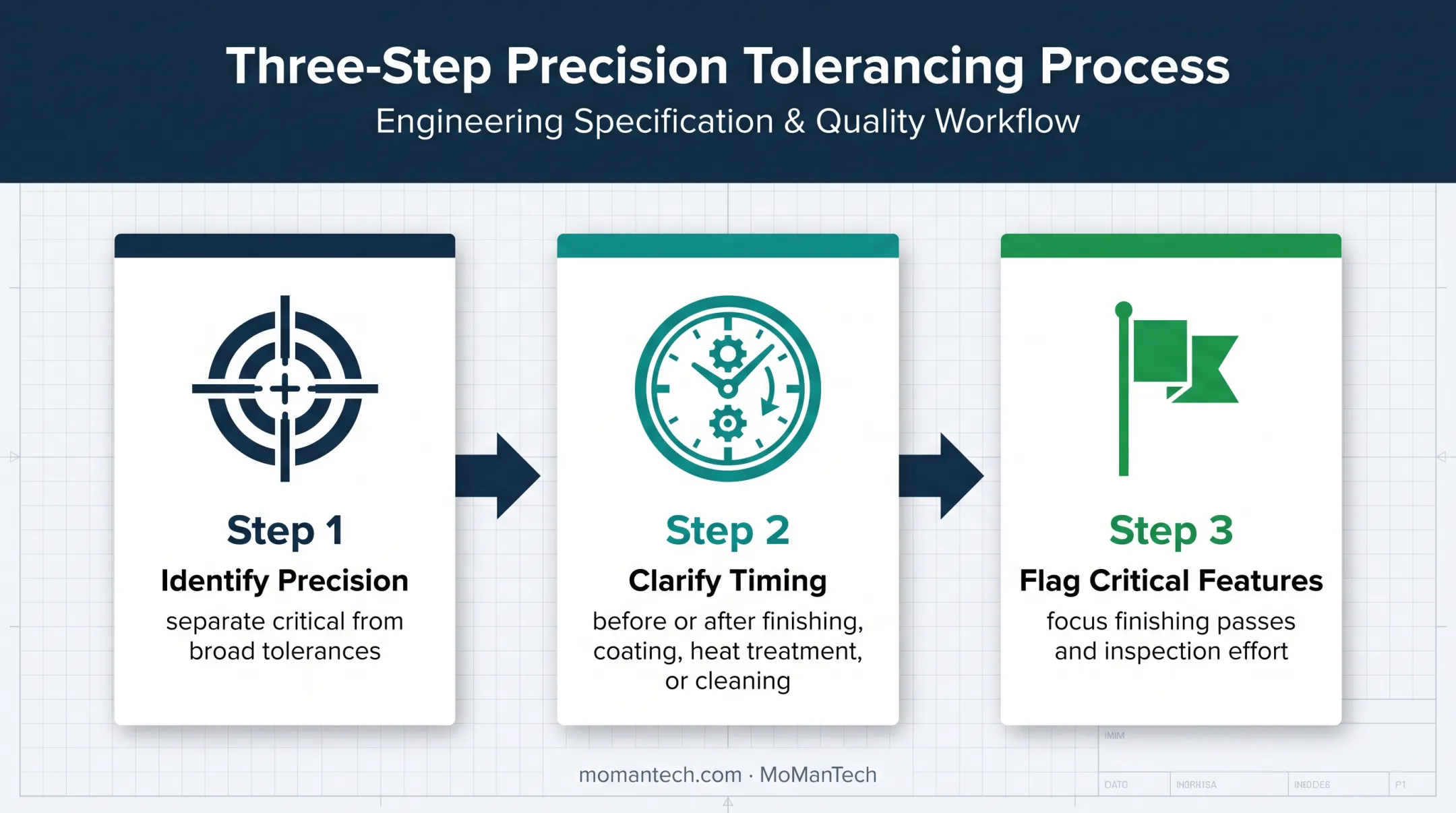 Three-step wire EDM tolerance specification process for engineering drawings
