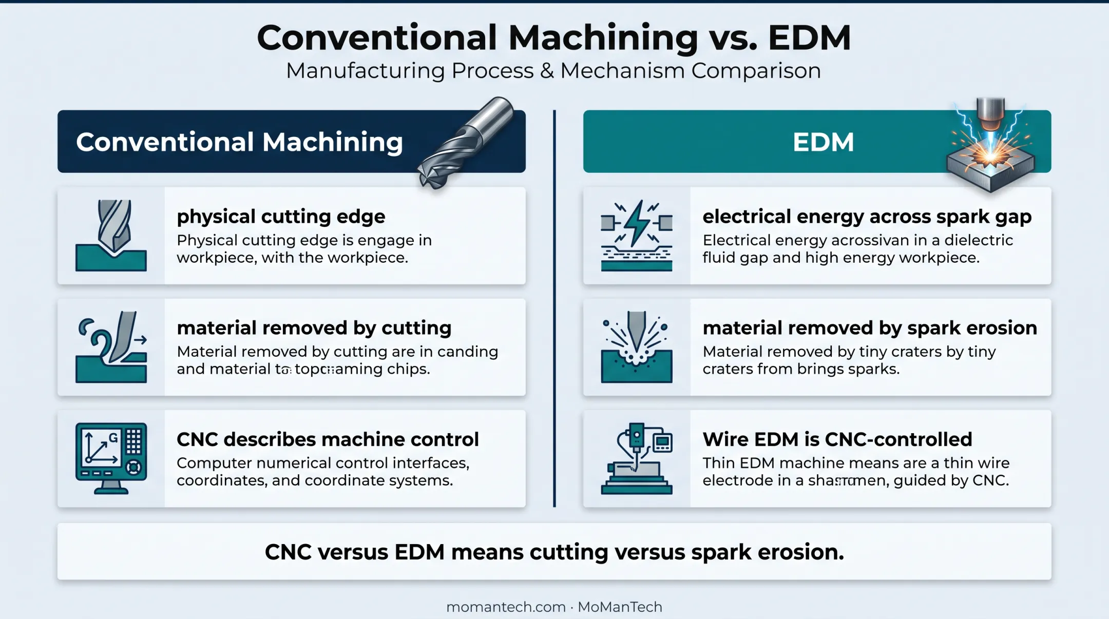 Conventional machining versus EDM spark erosion process comparison