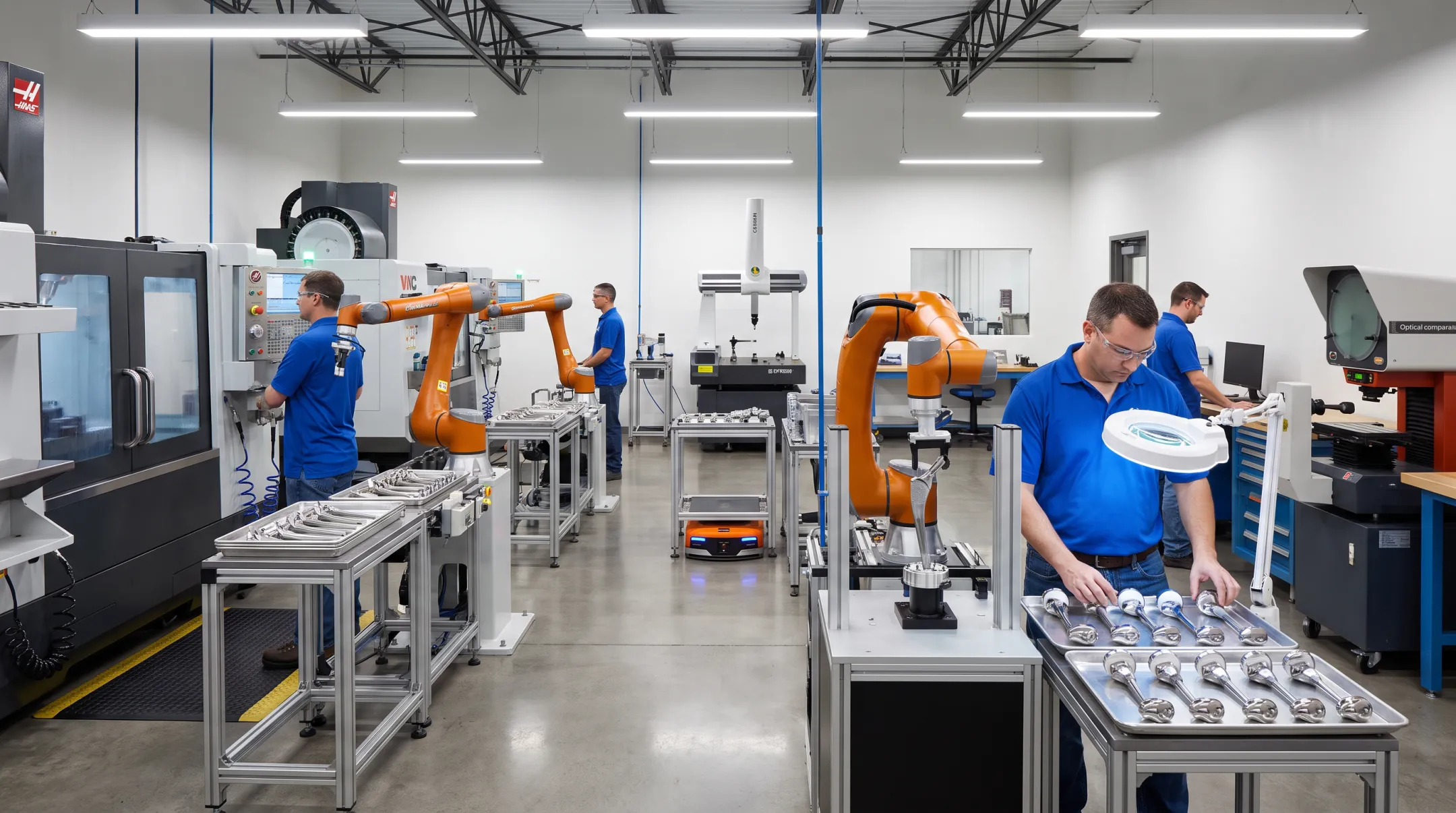MoManTech automated production floor with robotic loading equipment