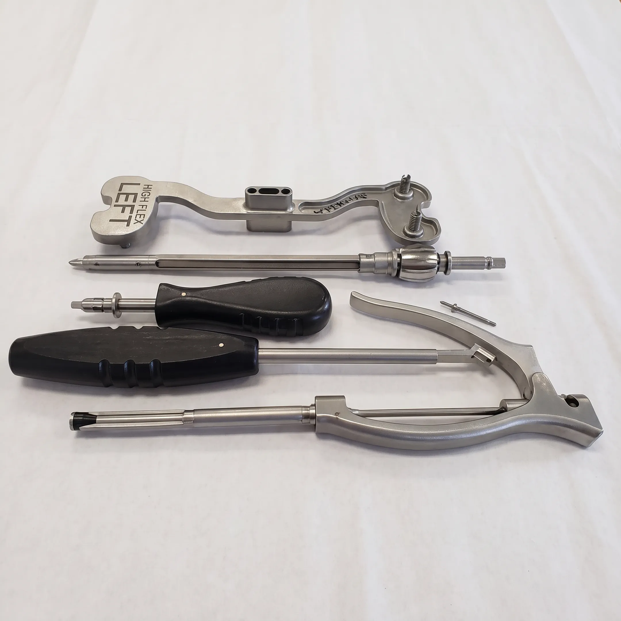 Orthopedic bone tap component undergoing precision inspection in a medical device manufacturing facility
