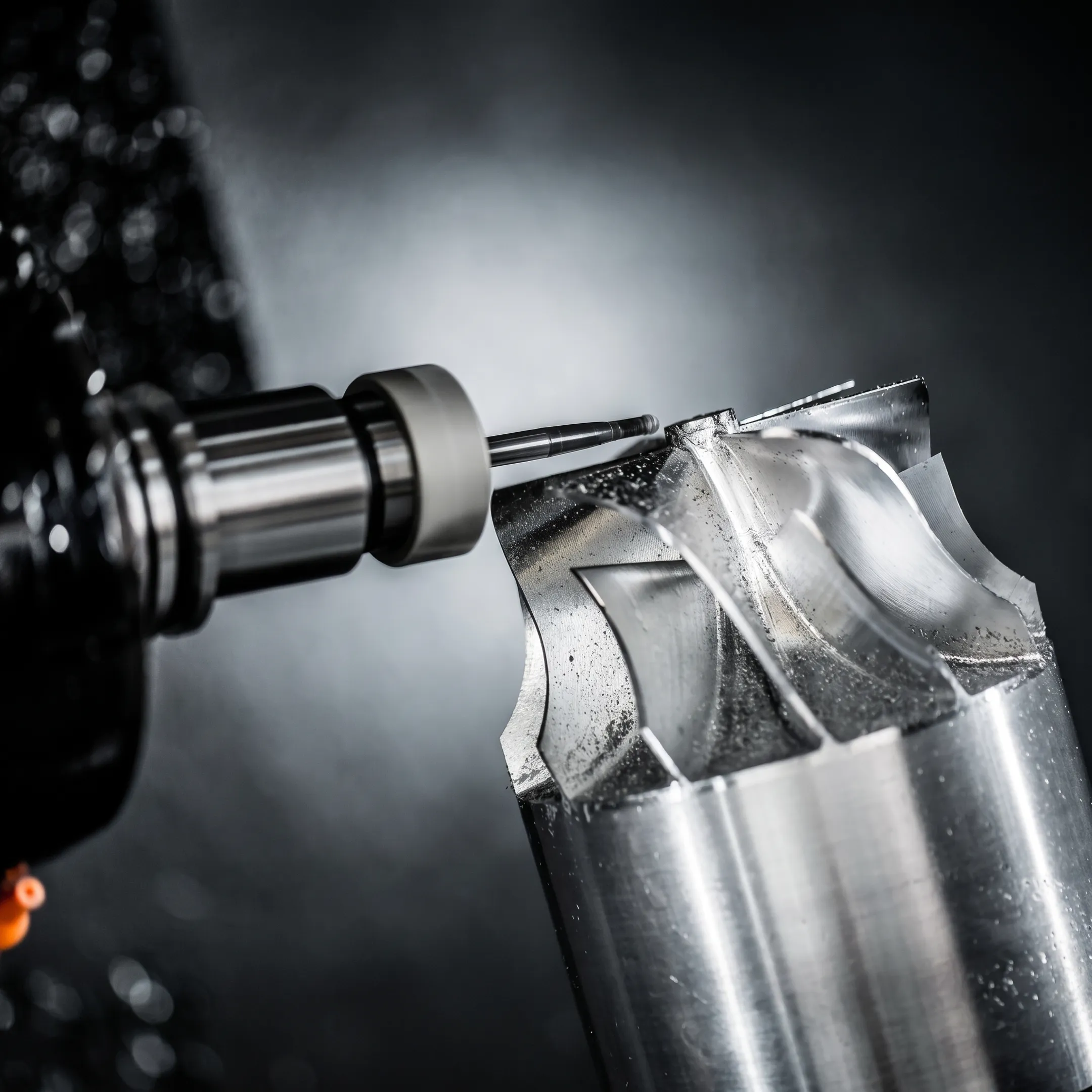 Orthopedic surgical reamer component undergoing precision inspection