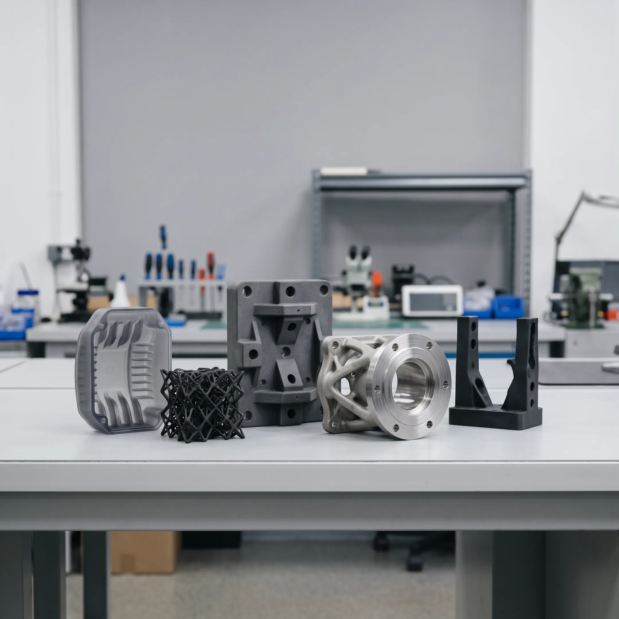 Engineer inspecting an FDM printed medical device prototype