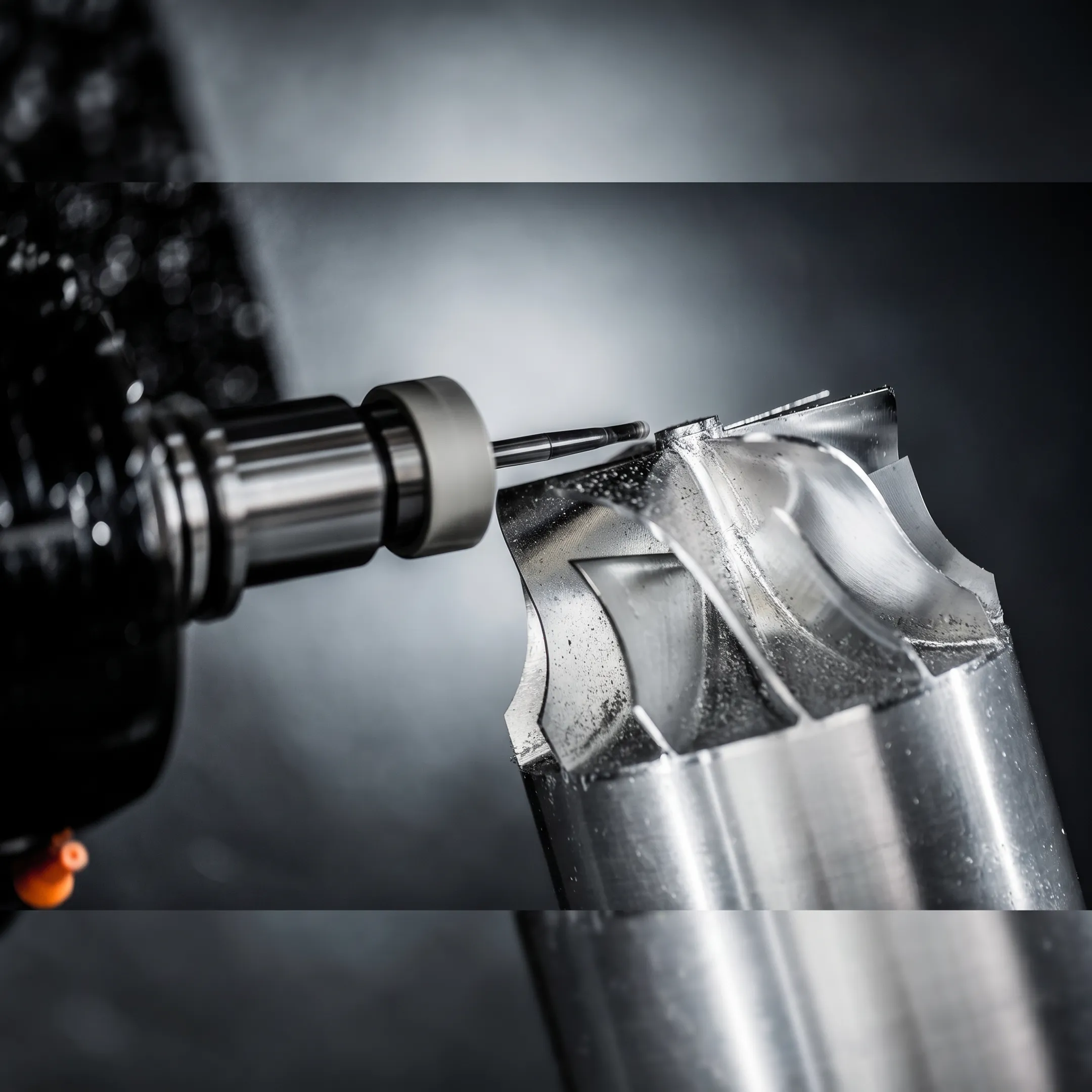 Orthopedic component prototype being inspected near precision machining equipment
