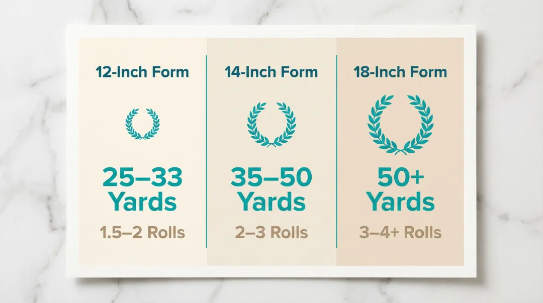 Tulle wreath yardage requirements by wire form size comparison chart