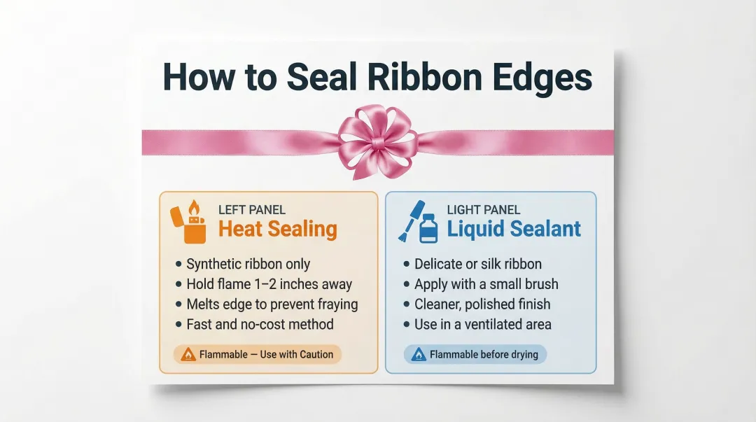 Satin ribbon edge sealing methods heat flame versus liquid fray sealant comparison guide