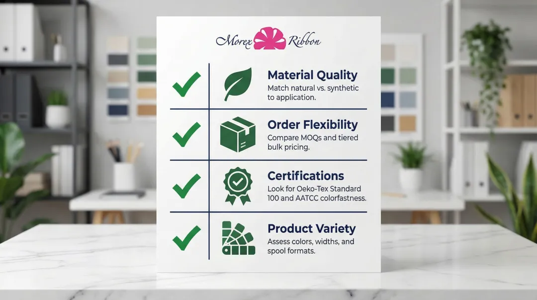 Raffia ribbon supplier evaluation criteria checklist with four key assessment factors