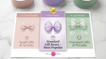 Tulle width comparison chart showing bow size and best use cases