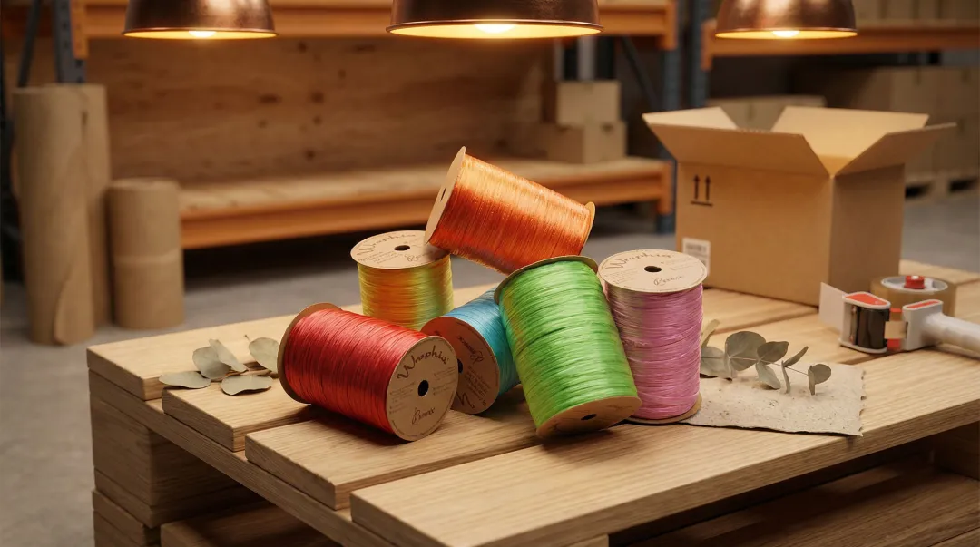 Custom printed eco-friendly packaging ribbon on wholesale spools for retail use