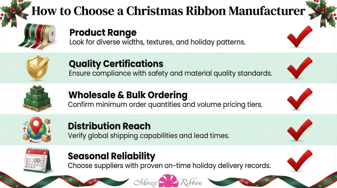 Five key criteria for evaluating Christmas ribbon manufacturers supplier checklist