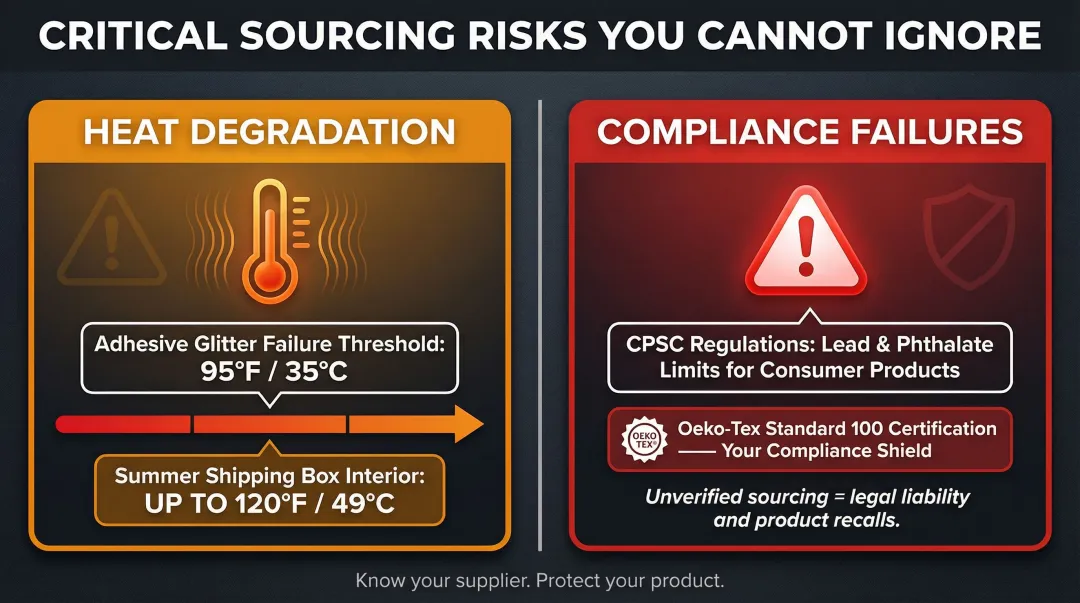 Two critical glitter ribbon sourcing risks heat degradation and compliance failures explained
