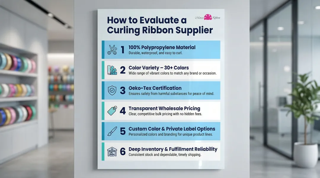 Six key criteria for selecting bulk curling ribbon supplier quality and compliance checklist