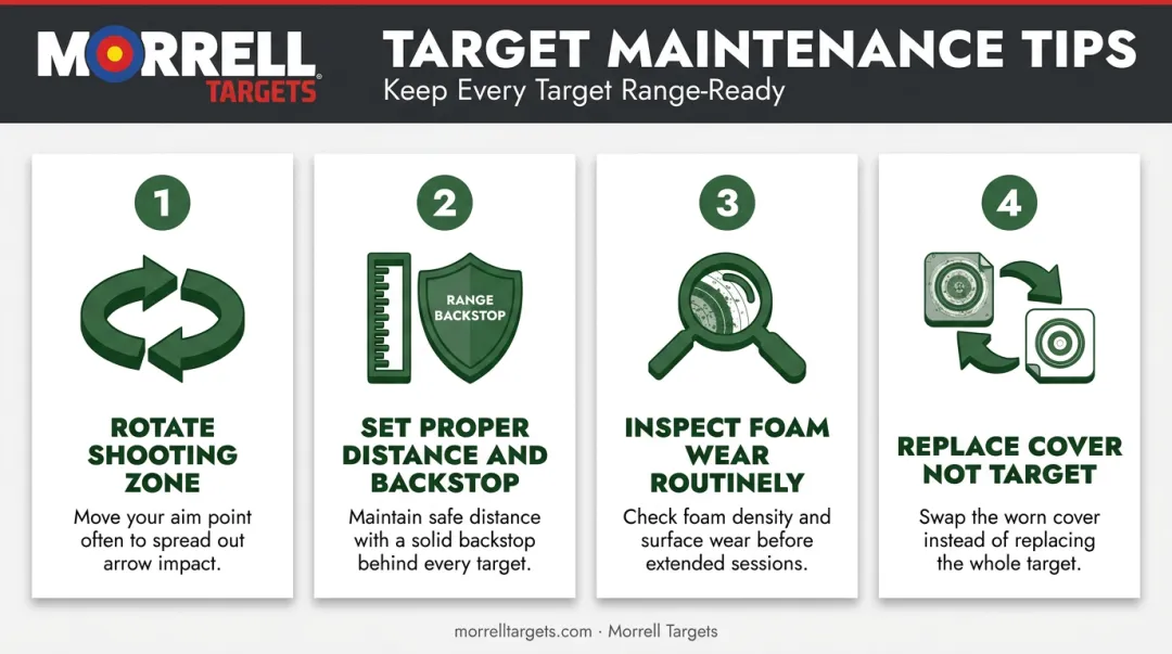 Four crossbow target maintenance tips for maximum lifespan infographic