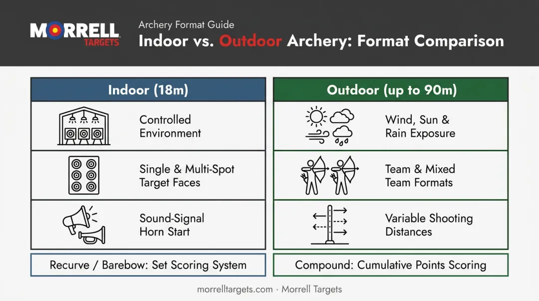 Indoor versus outdoor World Archery target key differences comparison