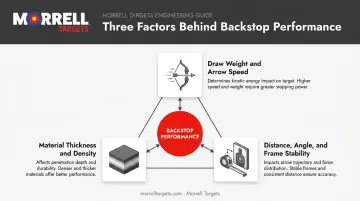 Draw weight thickness and distance factors affecting archery backstop performance