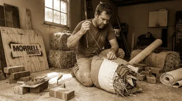 Founder Dale Morrell crafting original bag target design in garage workshop