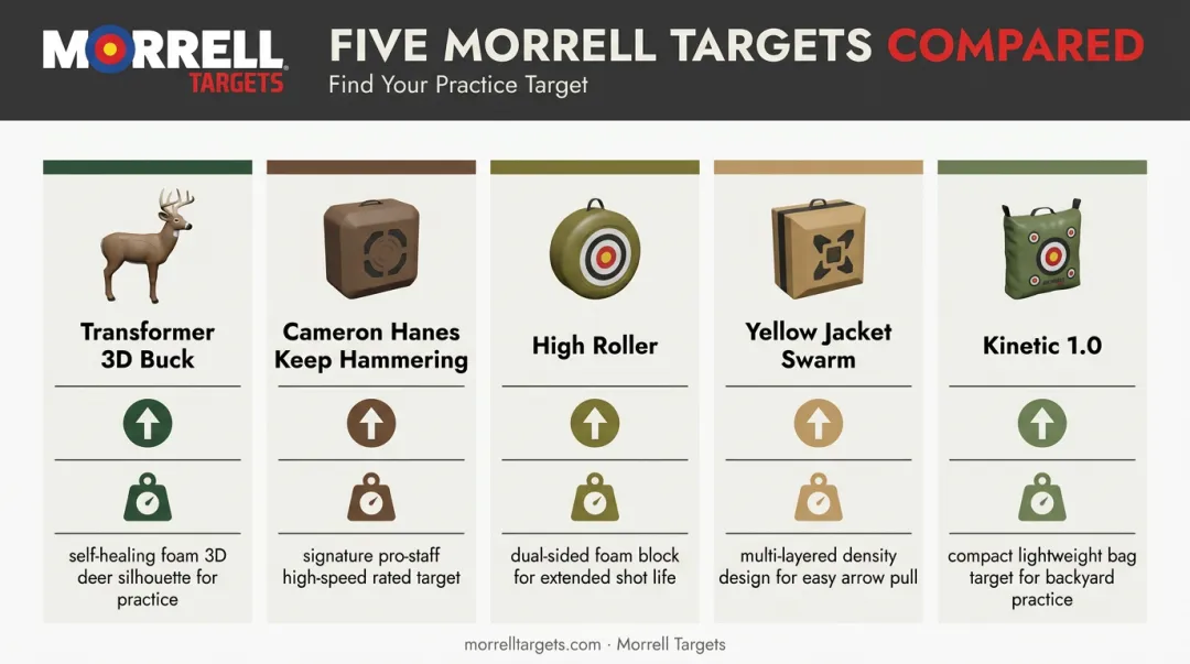 Morrell 2026 deer target lineup comparison chart of five models