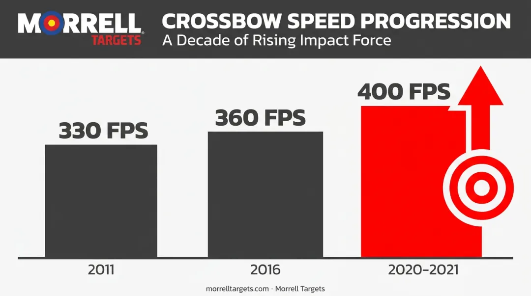 Crossbow speed increase timeline chart from 2011 to 2021