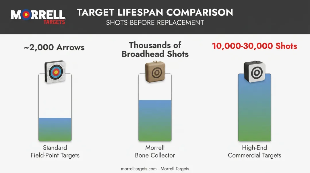Broadhead target lifespan comparison chart across three target tiers