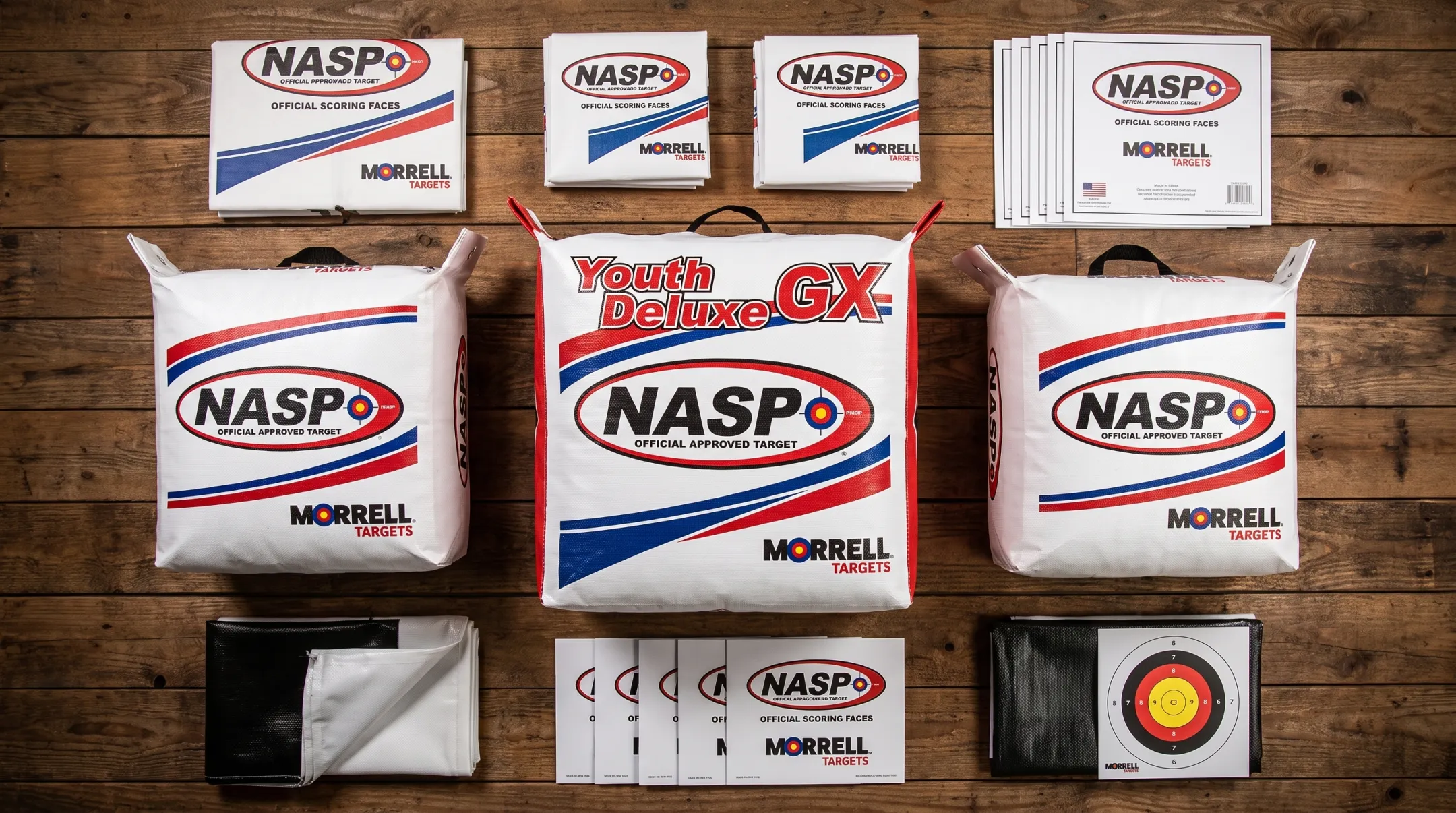 Morrell NASP target lineup with youth bag targets and replacement covers