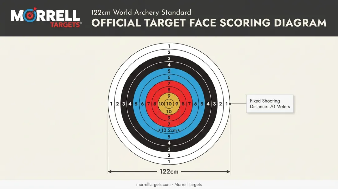 Olympic archery target face diagram showing scoring rings and point values