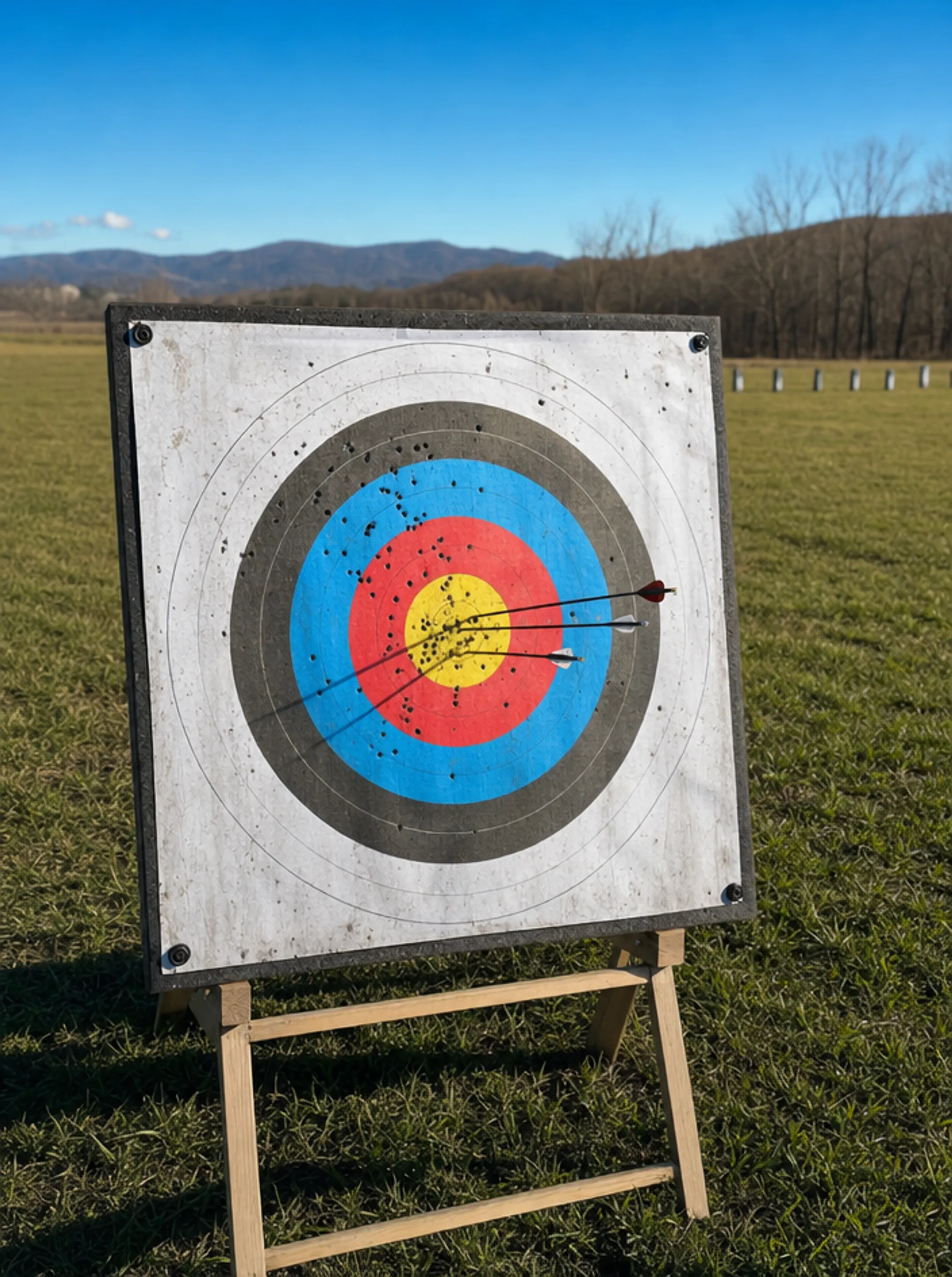 Archery target durability testing with hundreds of arrows shot