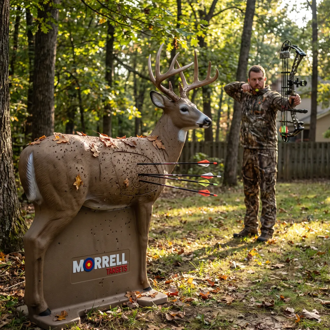 Bowhunting practice with broadhead target