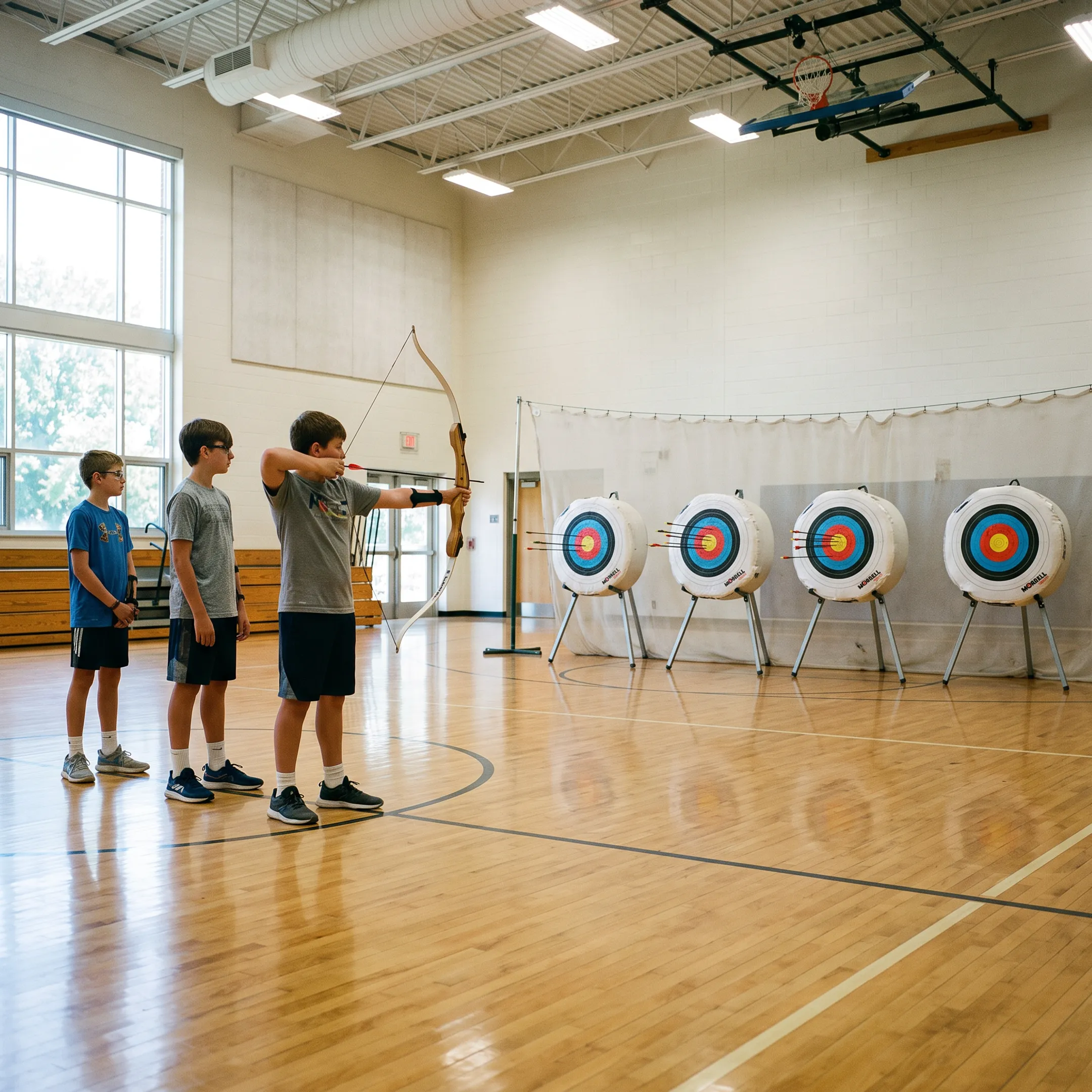 Youth archery program using bag targets
