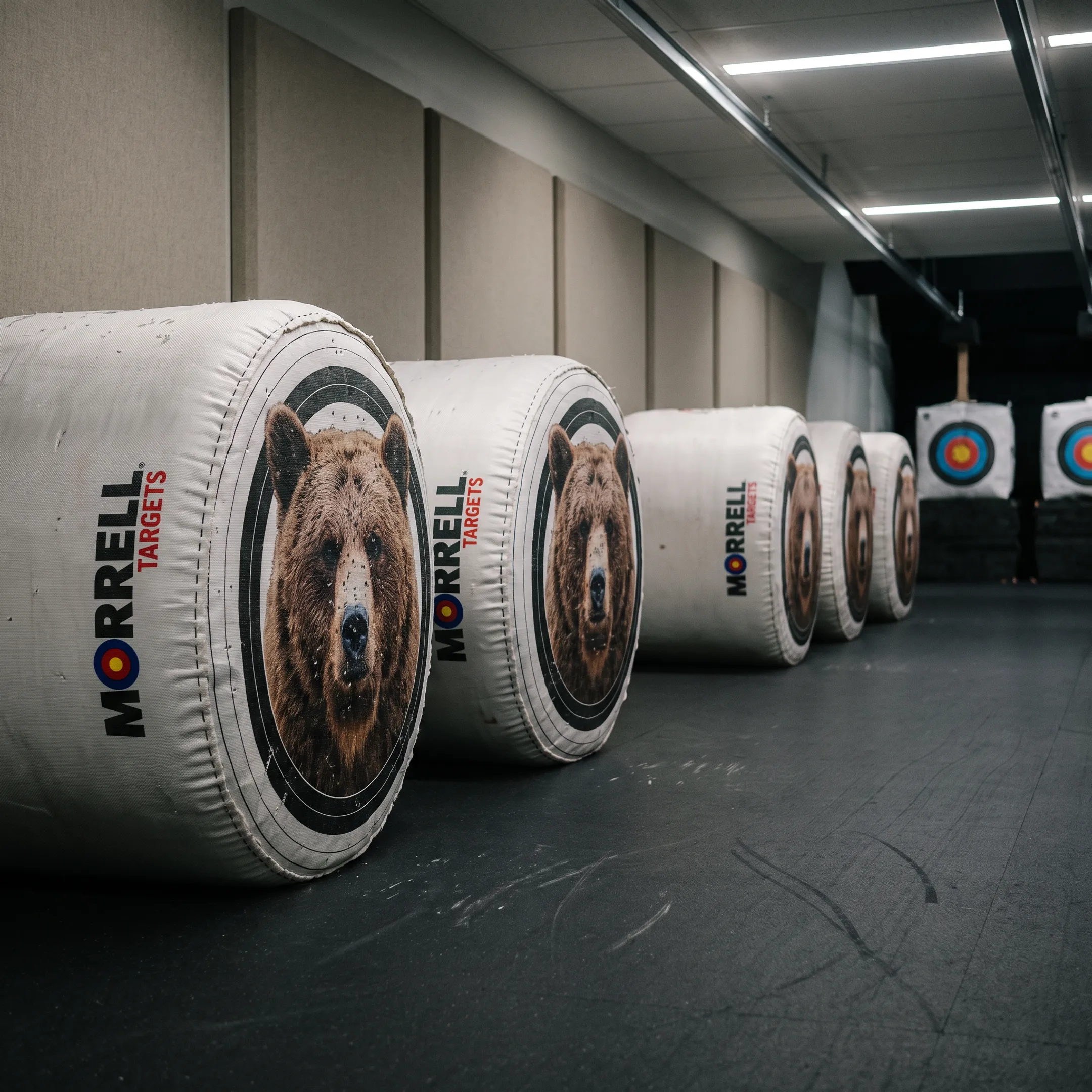 Commercial archery range with bear targets