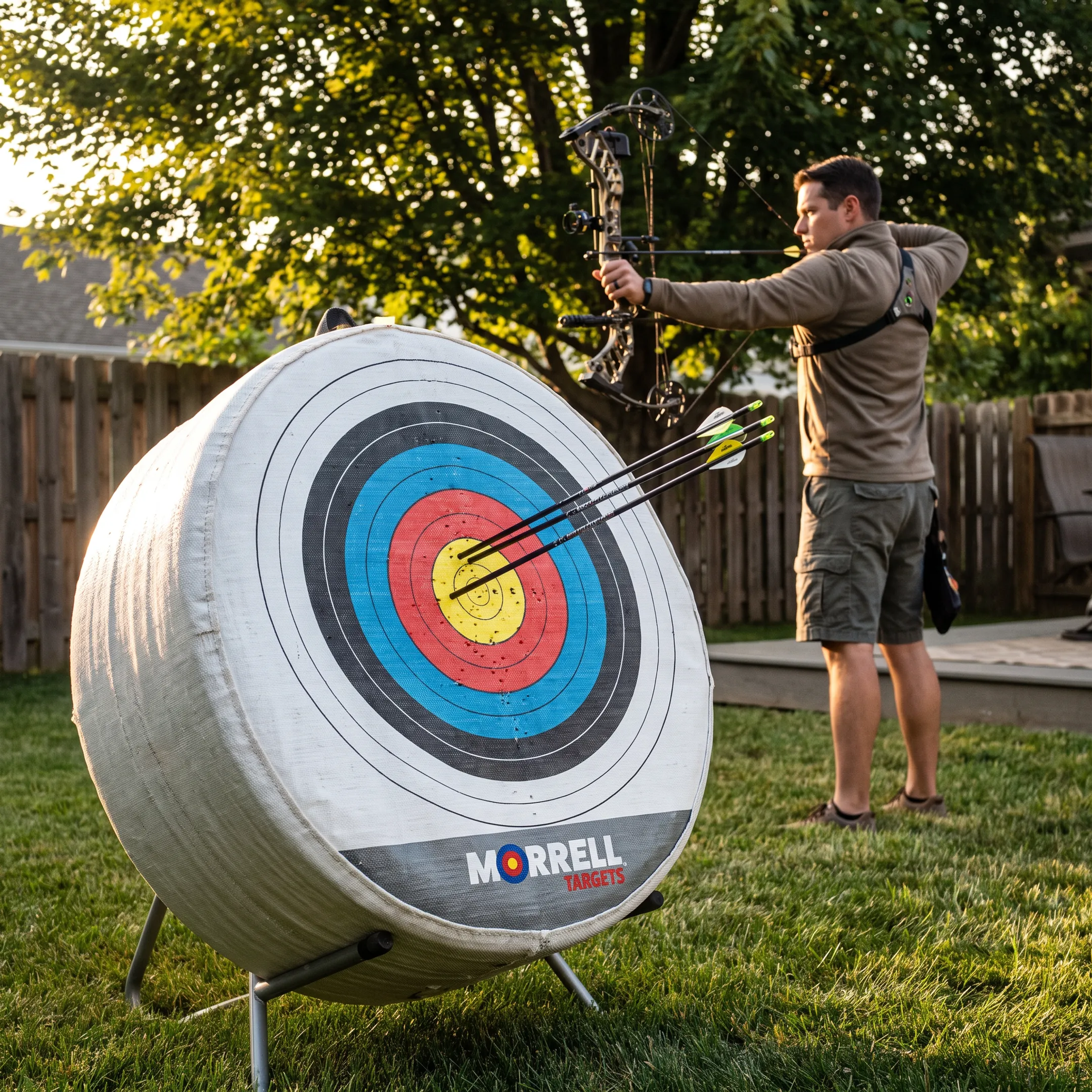 Backyard archery practice with Center Punch target