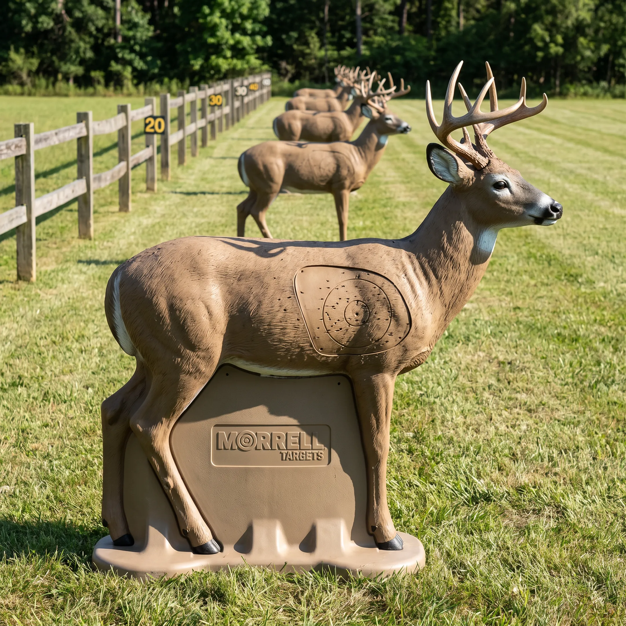 Commercial archery range with 3D deer targets