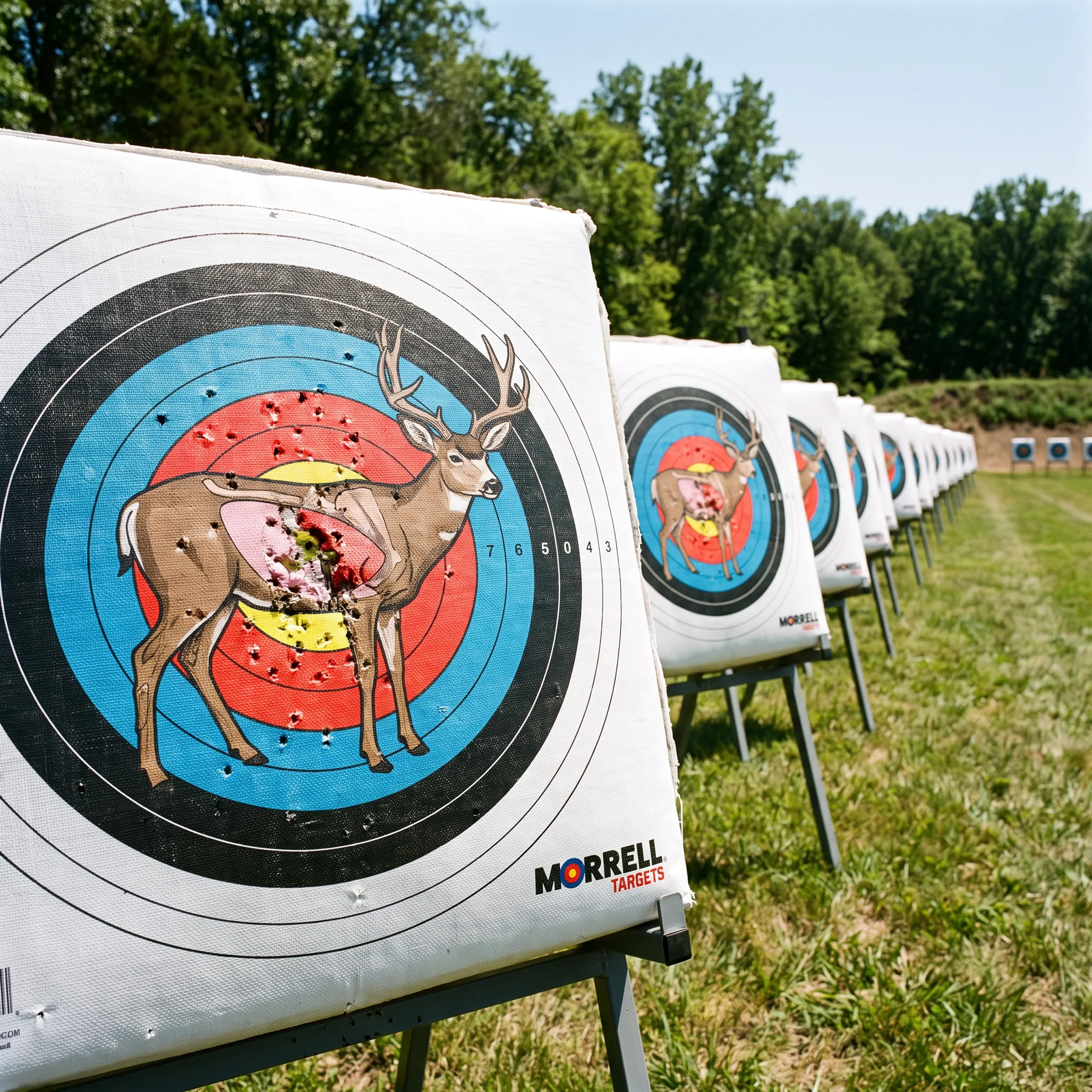 Commercial archery range with deer targets