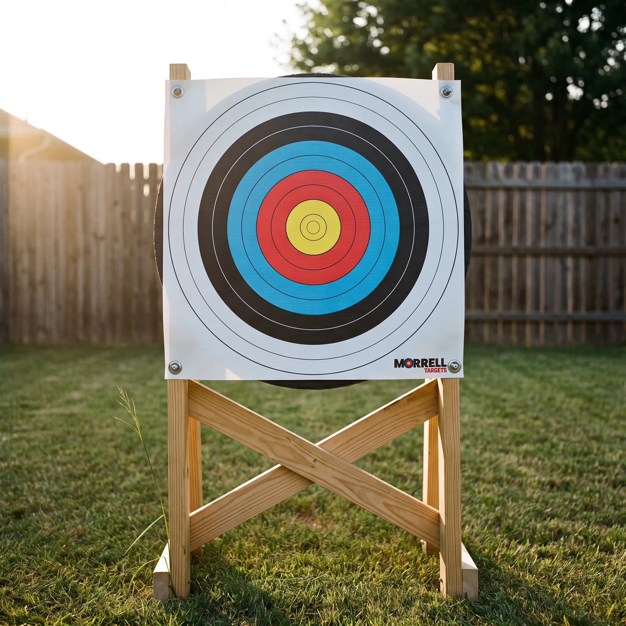 Backyard archery setup with 3 spot target face