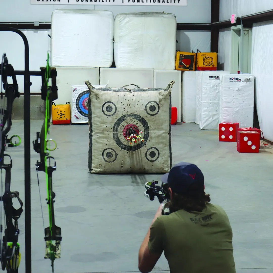 Archer practicing spot shooting on Morrell target