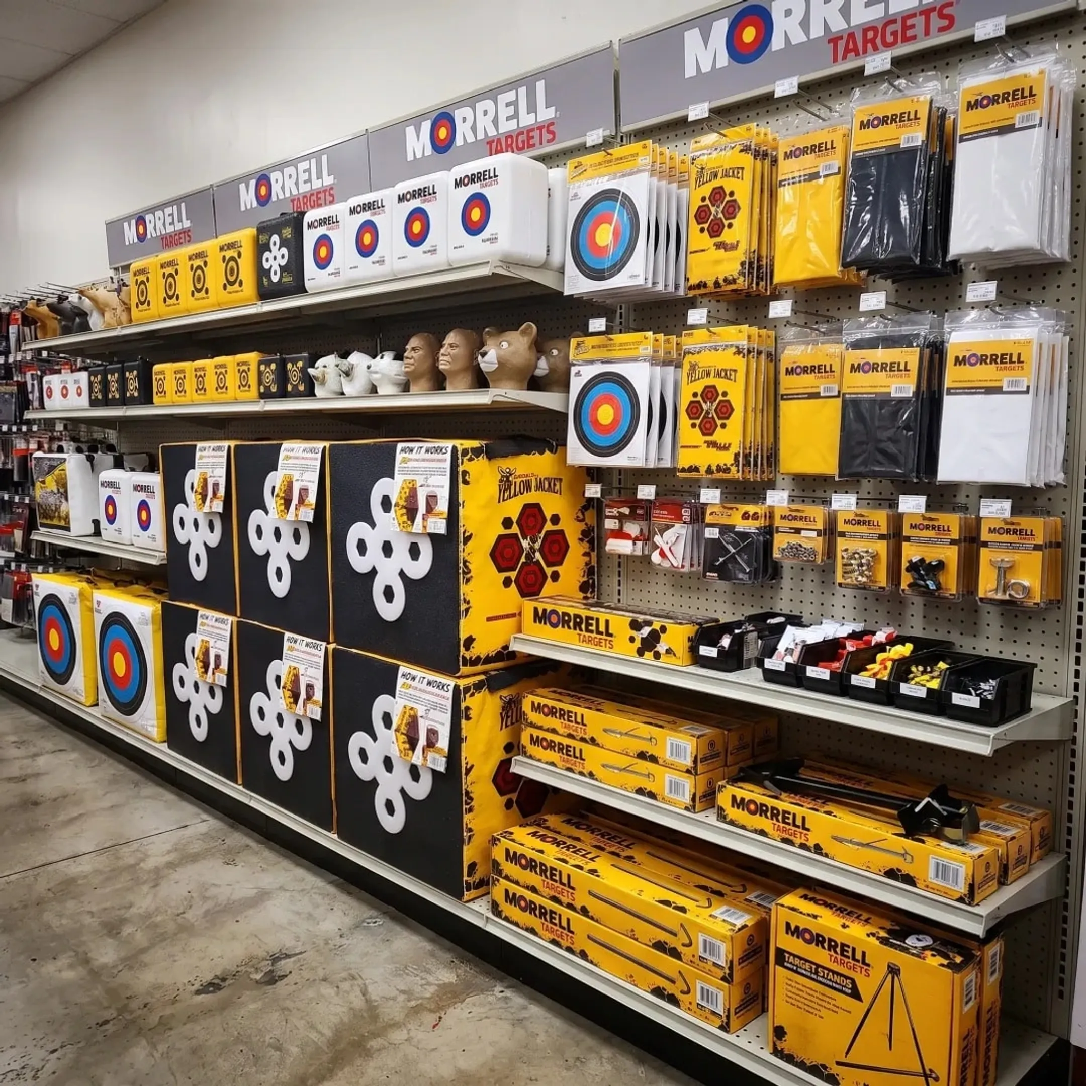 Archery pro shop displaying durable bag targets