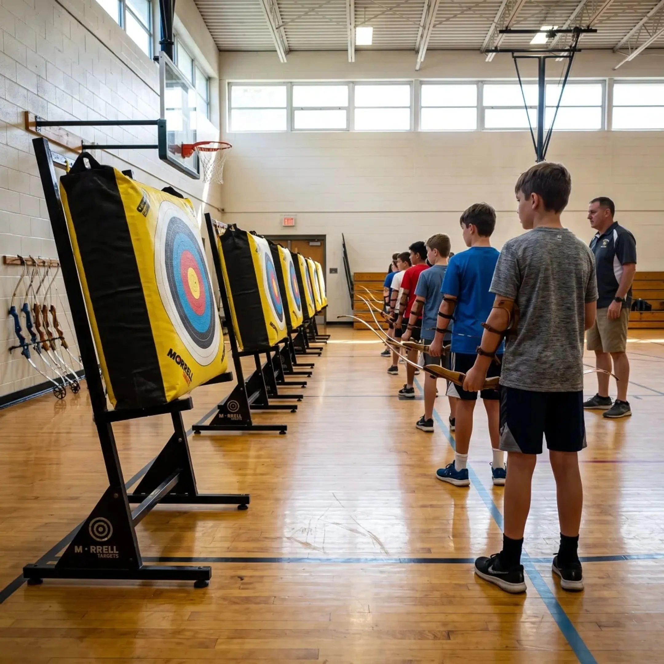NASP archery targets set up for a school program
