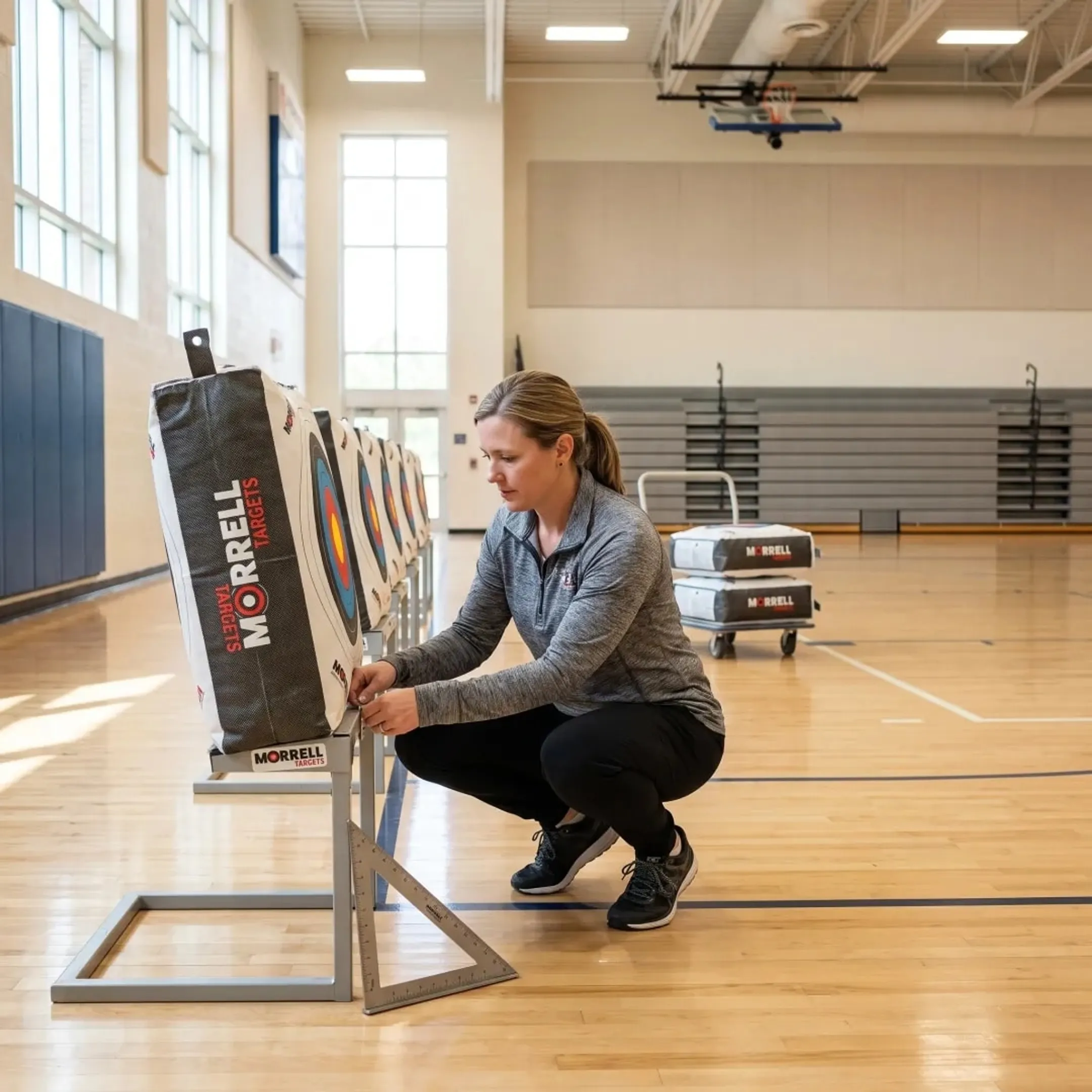 Coach setting up NASP targets and scoring faces