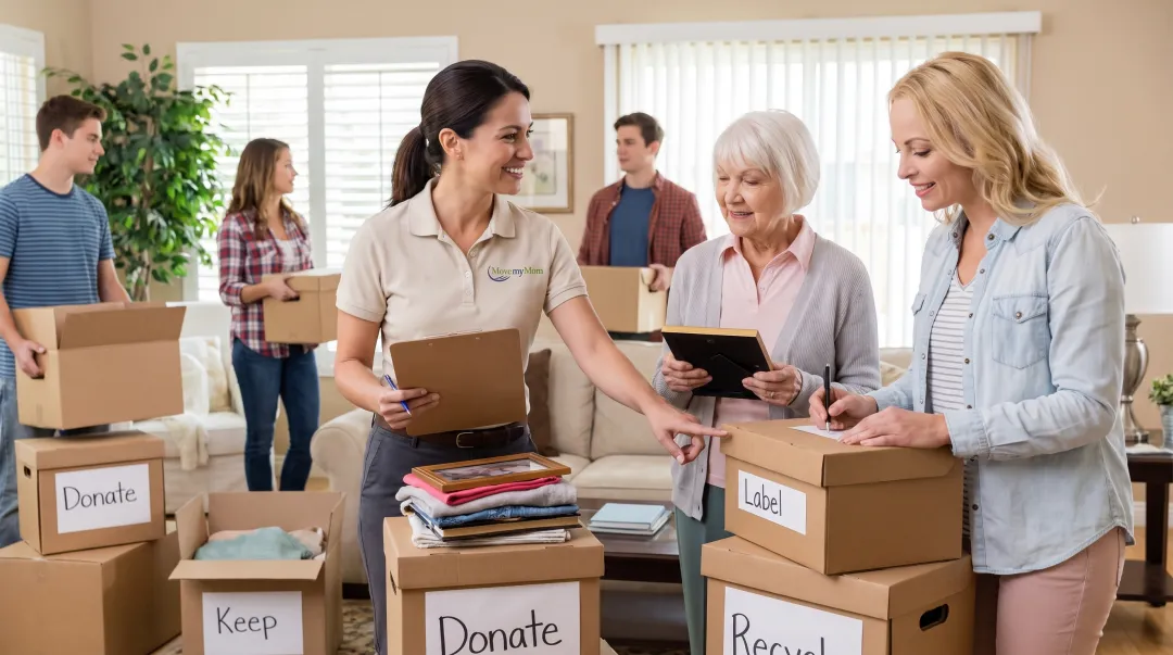 Move My Mom senior move manager coordinating estate cleanout with family in Palm Beach County home