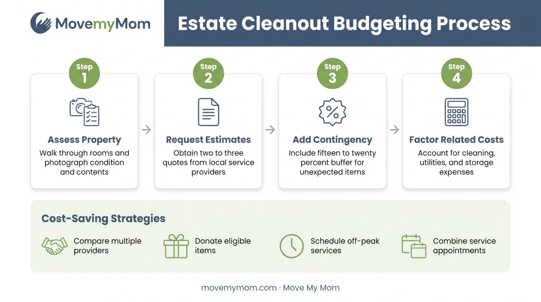 Four-step estate cleanout budgeting process from assessment through cost contingency planning
