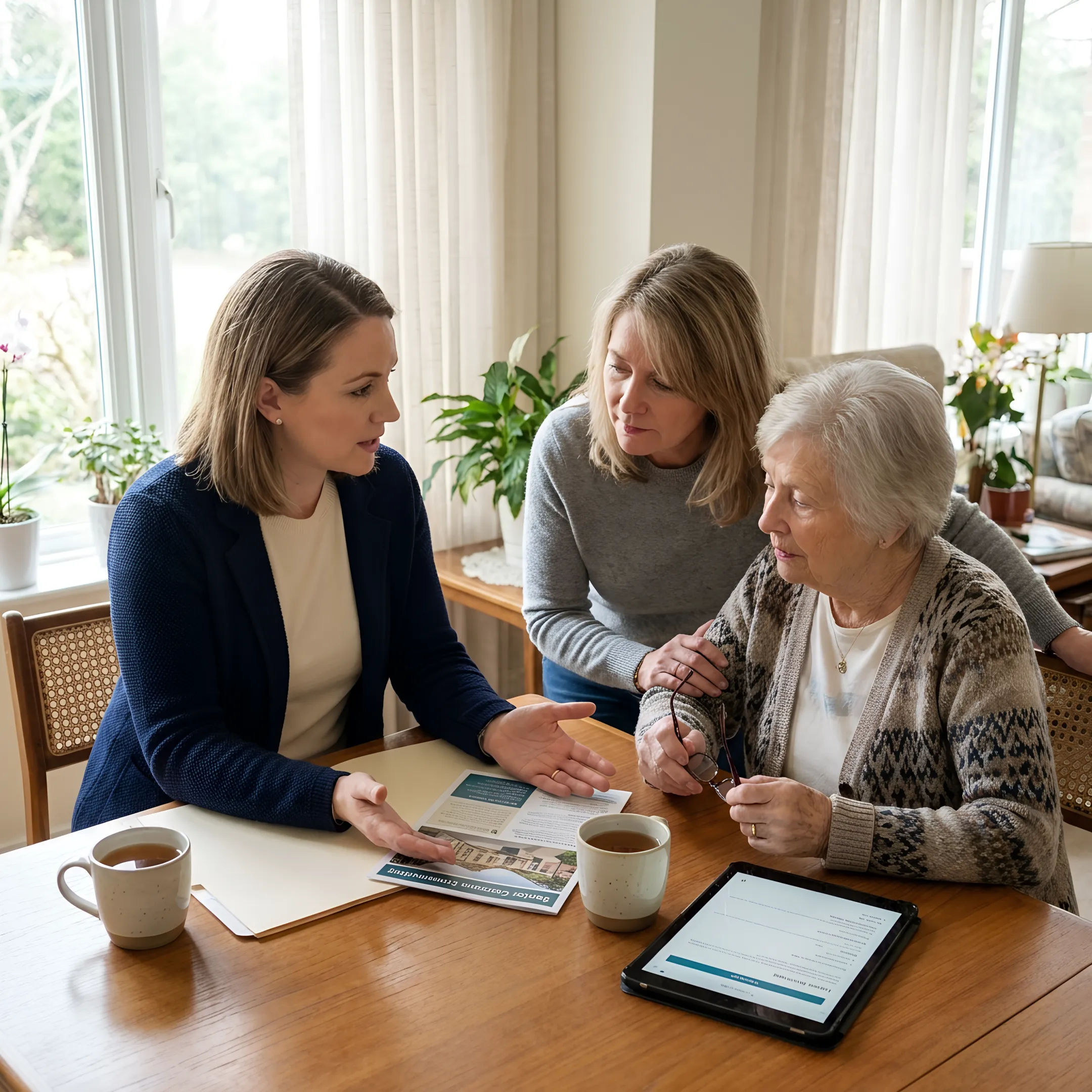 Advisor discussing senior living options with family