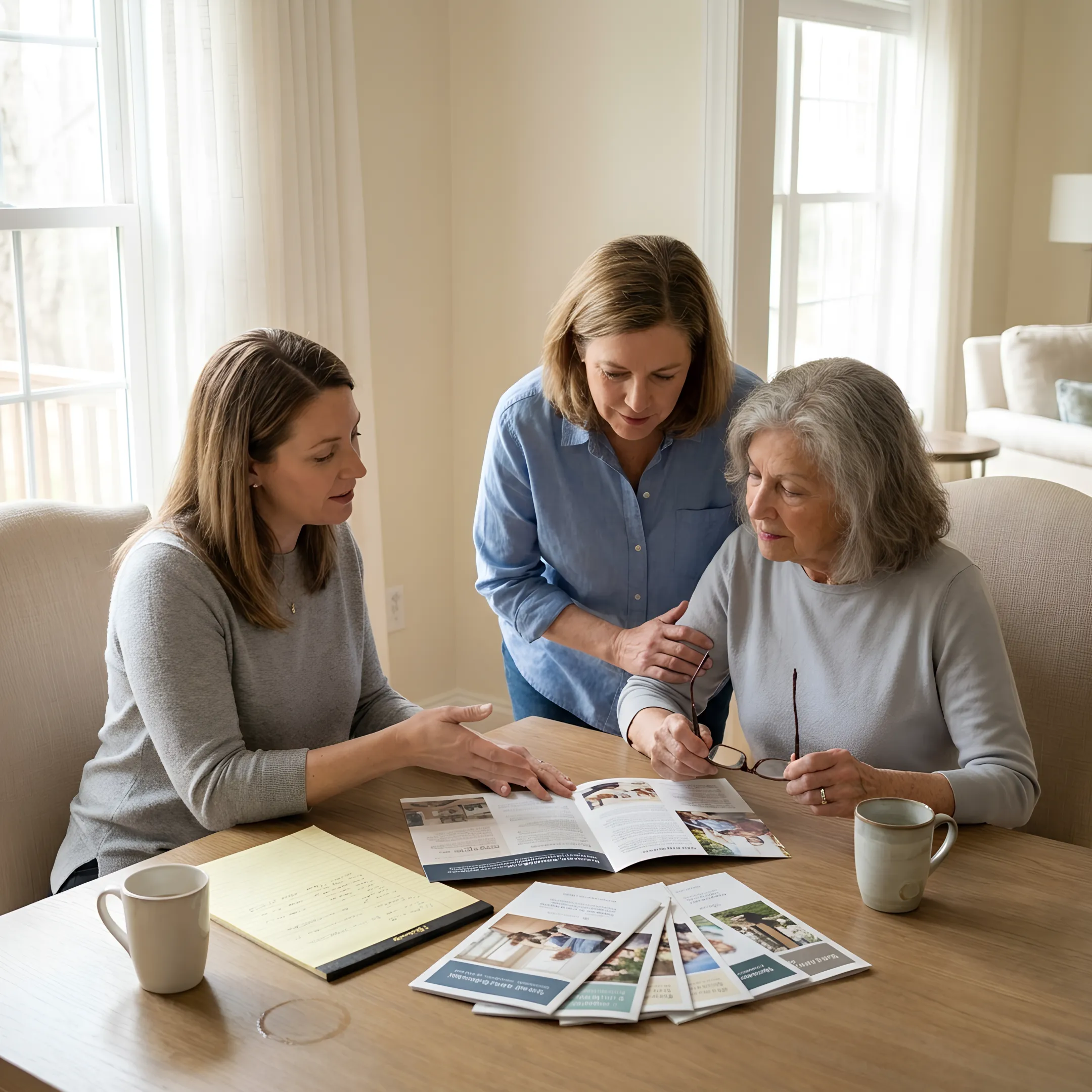 Family reviewing senior living options with an advisor