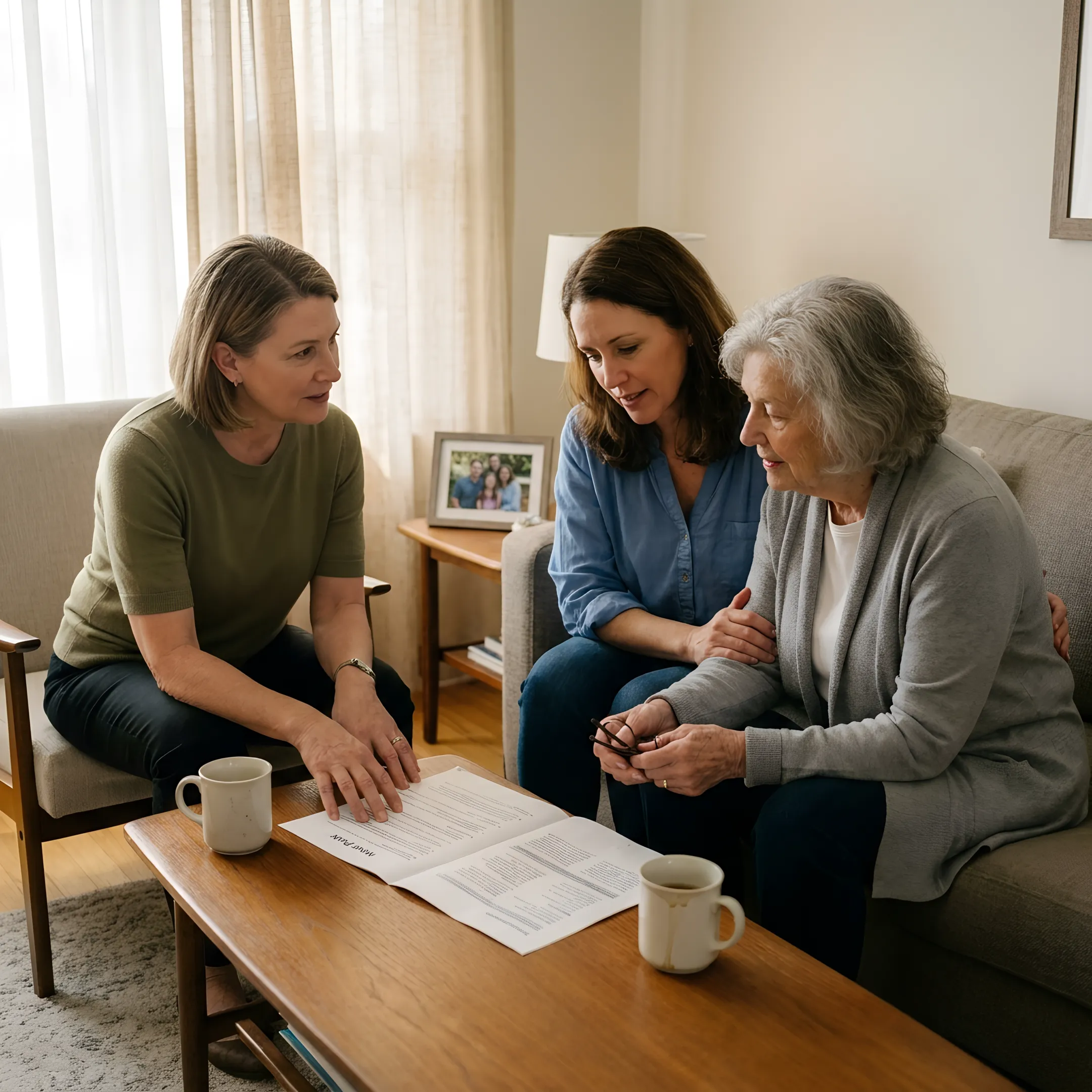 Senior move advisor helping family organize a transition plan