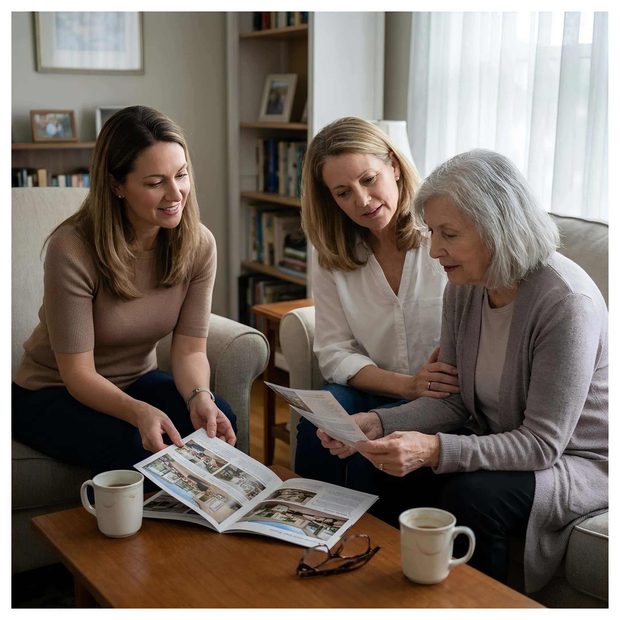 Senior living advisor speaking with a family