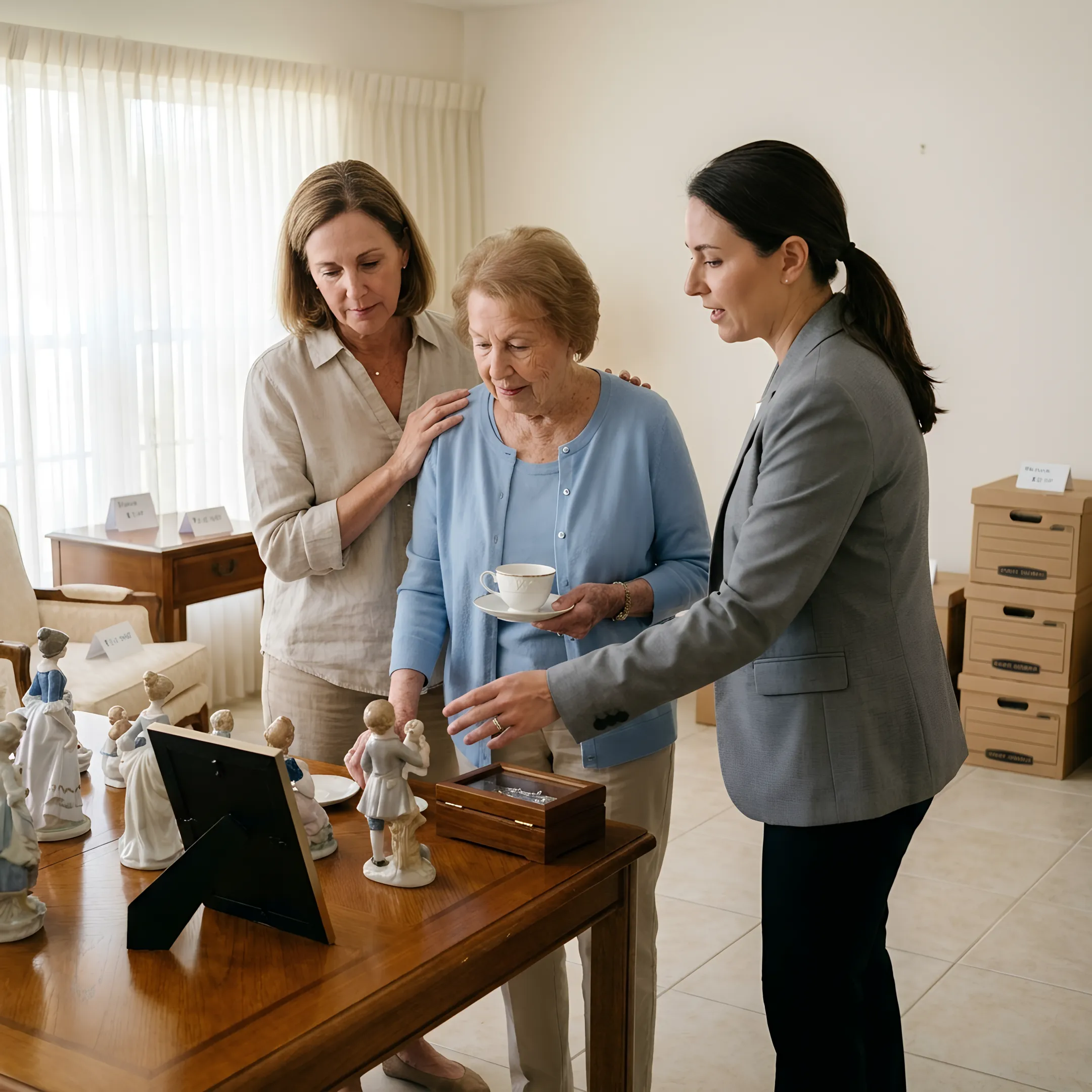 Estate specialist assessing household furnishings