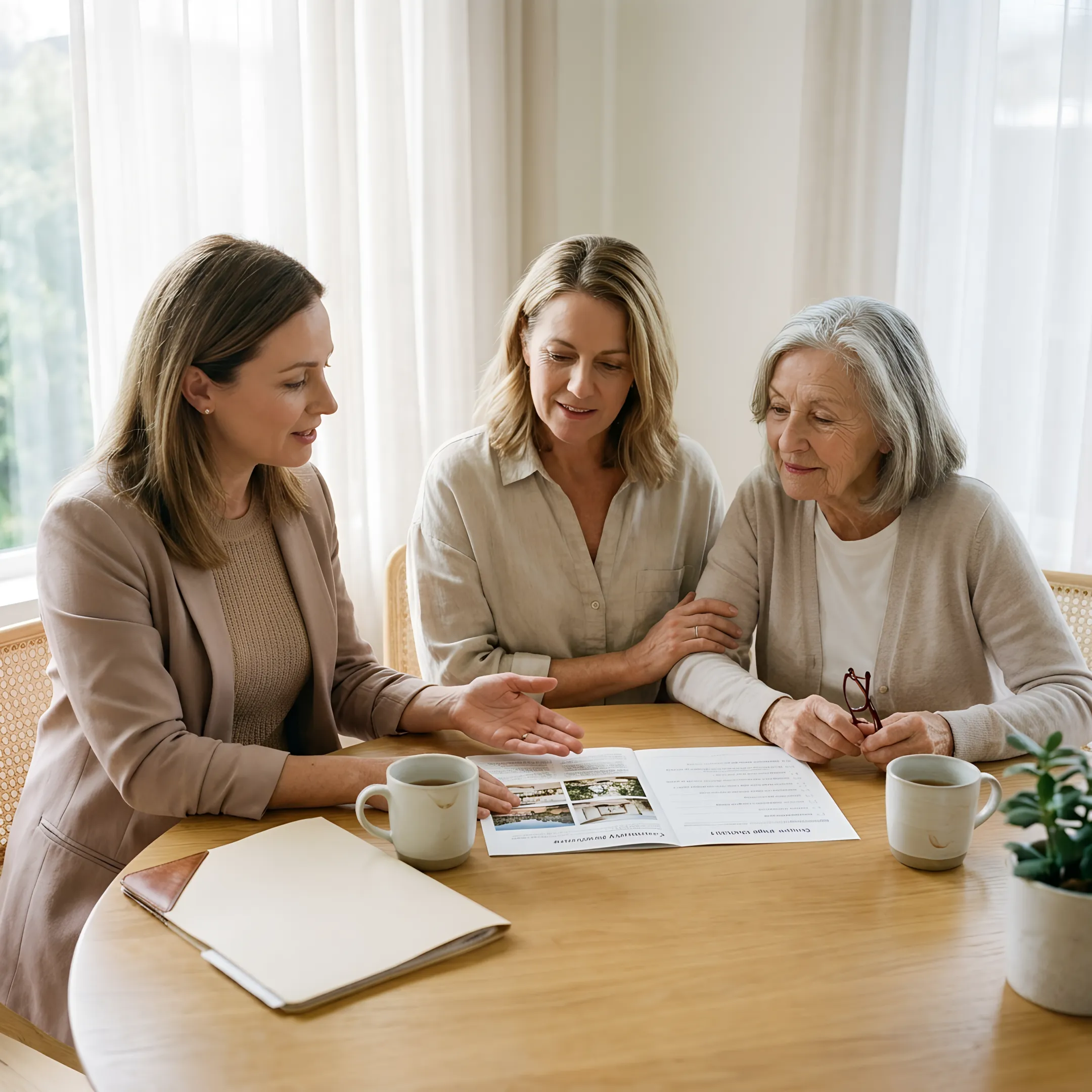 Senior placement advisor speaking with family