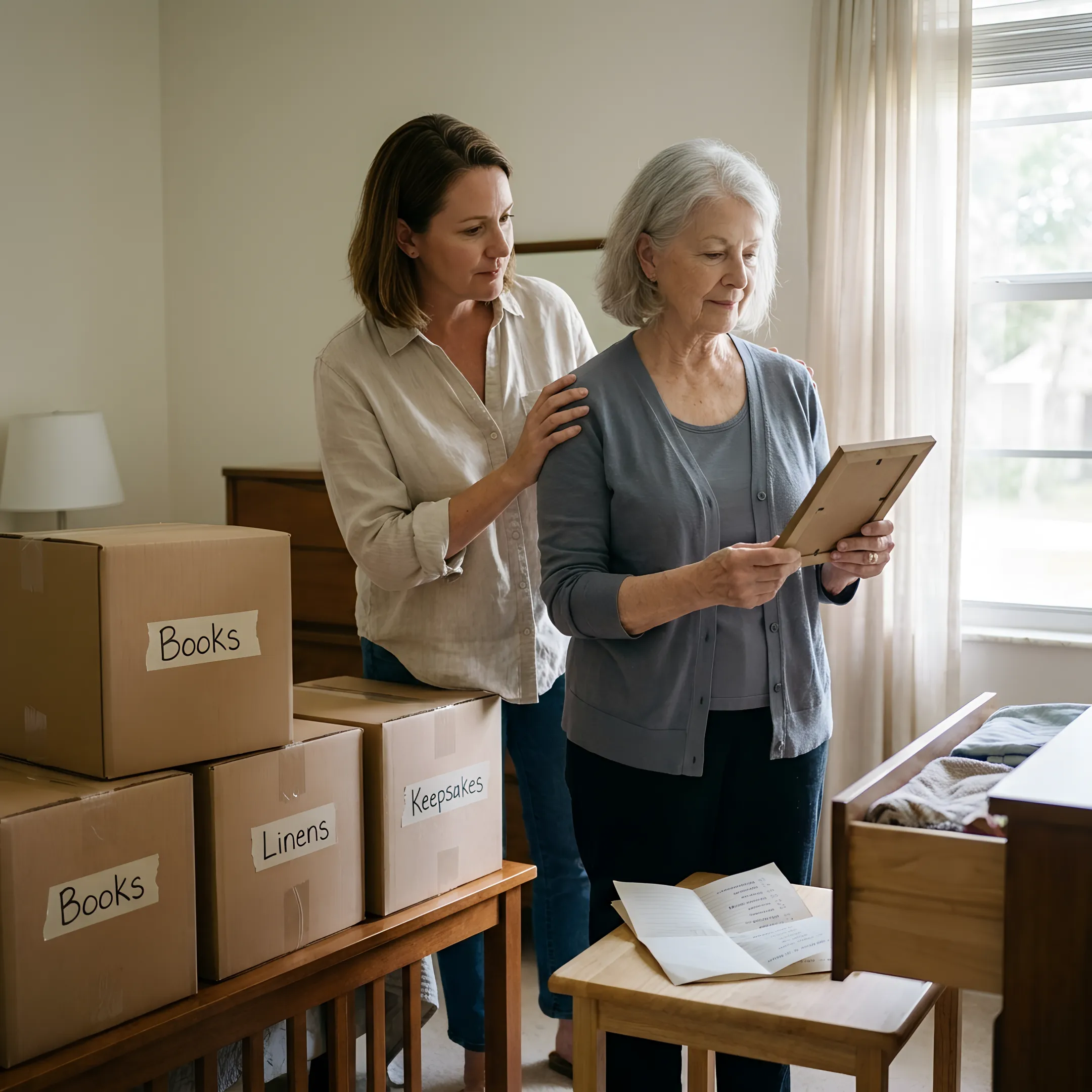 Senior move manager assisting with downsizing