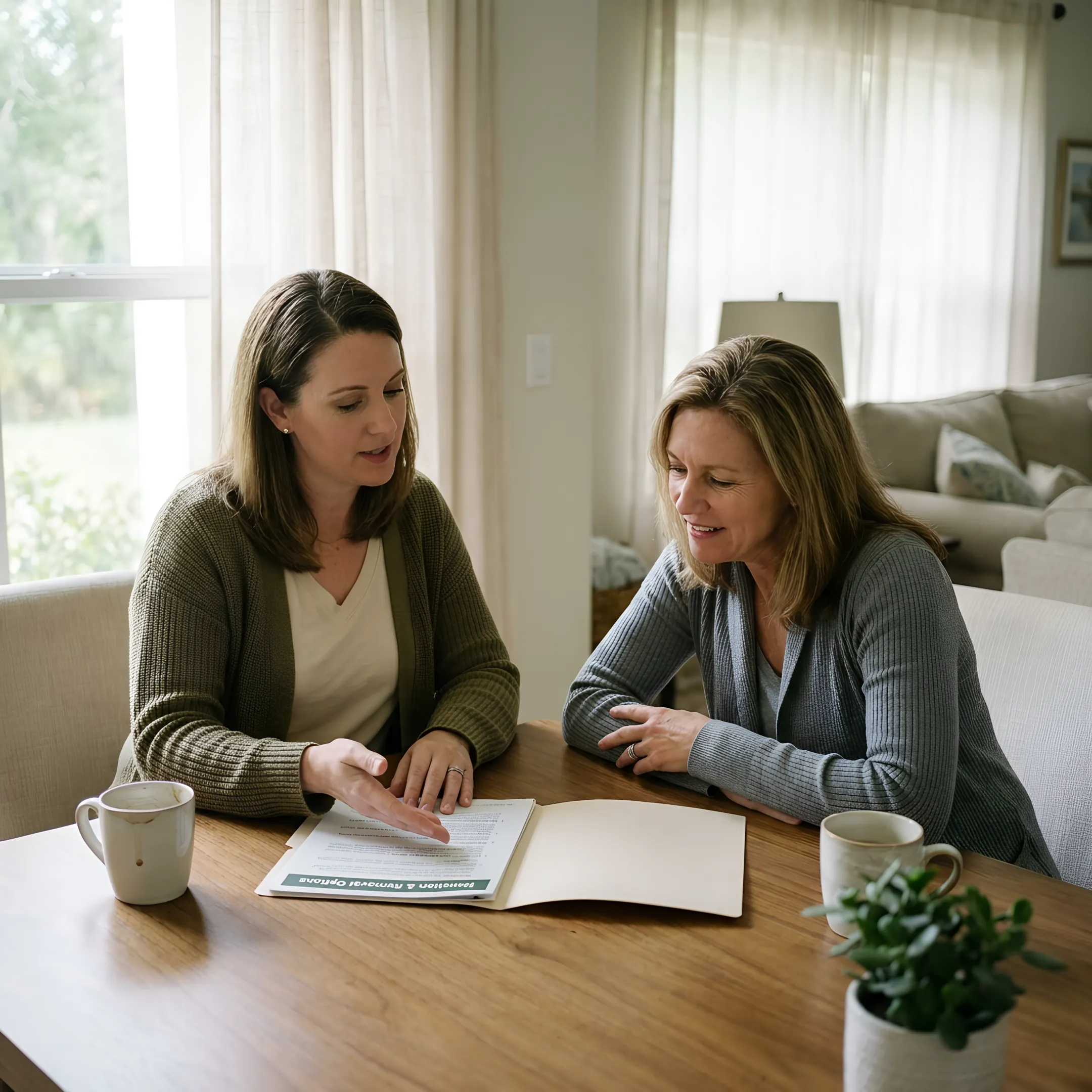 Family reviewing a home cleanout plan with a local professional
