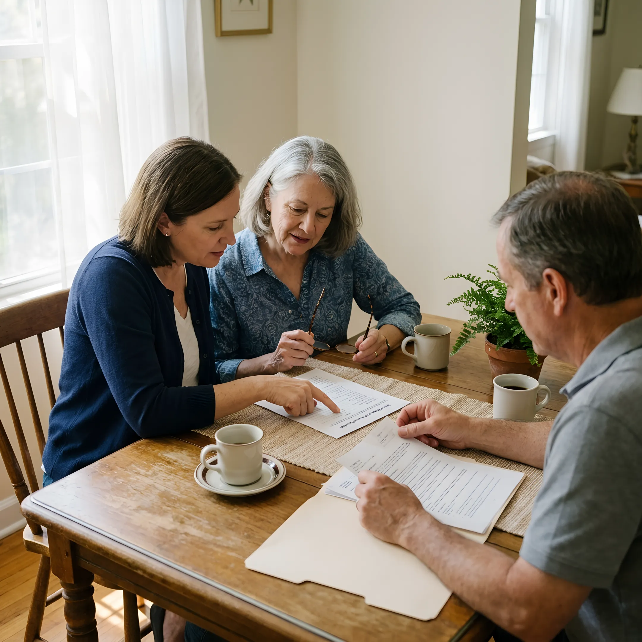 Family reviewing a senior transition plan