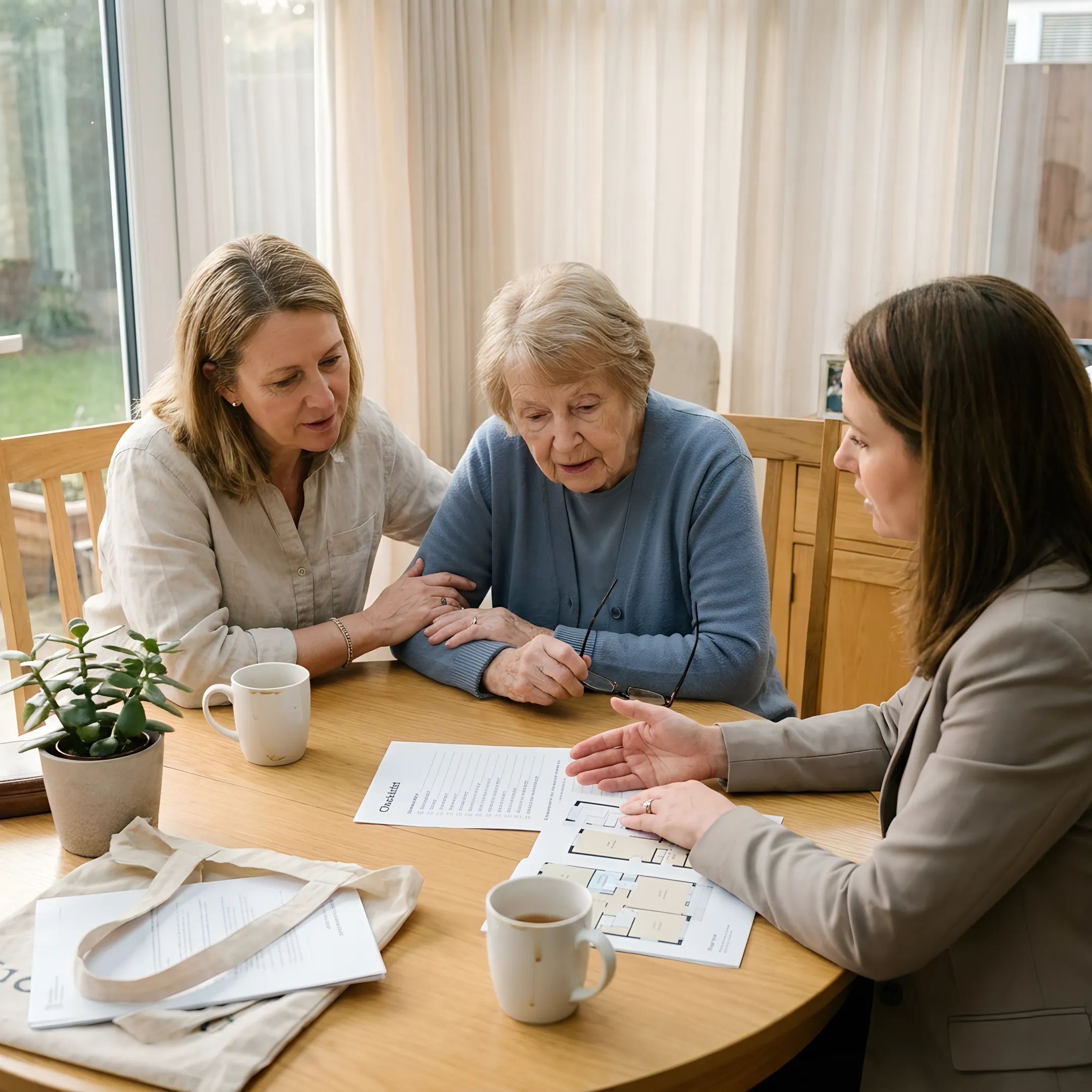 Senior move advisor helping a family plan