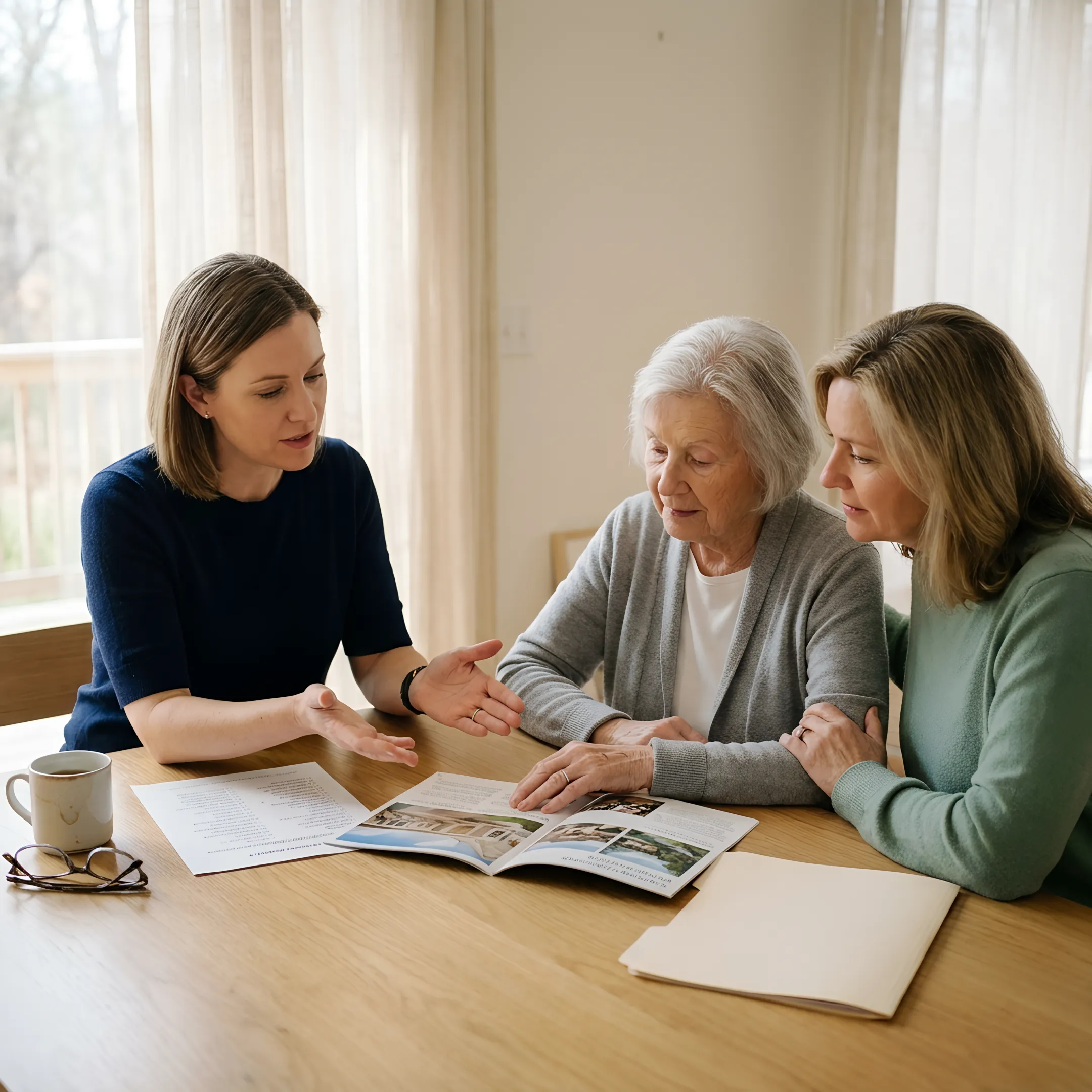 Senior move professional helping family plan a transition